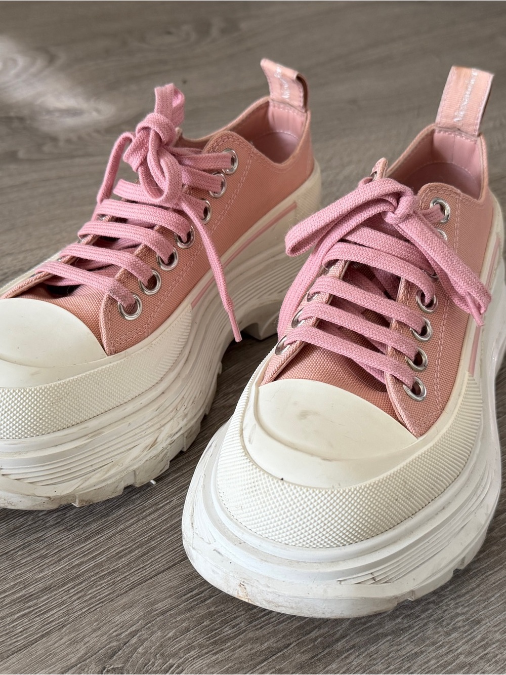Alexander McQueen Pink Canvas Platform Trainers
